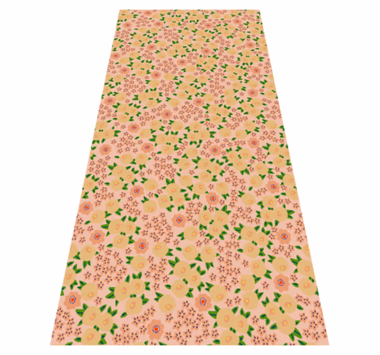 Orange vinyl rug with original floral design in peach - TenStickers