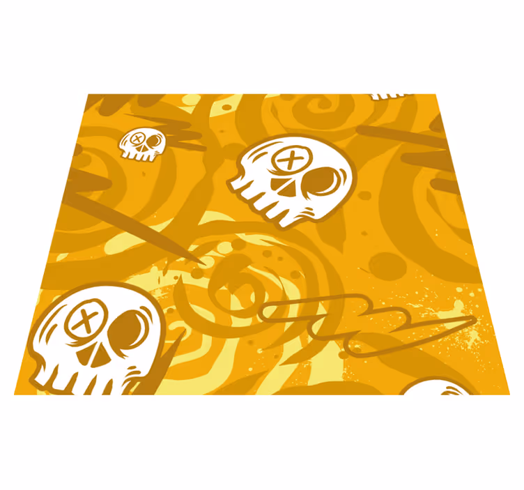 Orange vinyl rug with skull graffiti - TenStickers