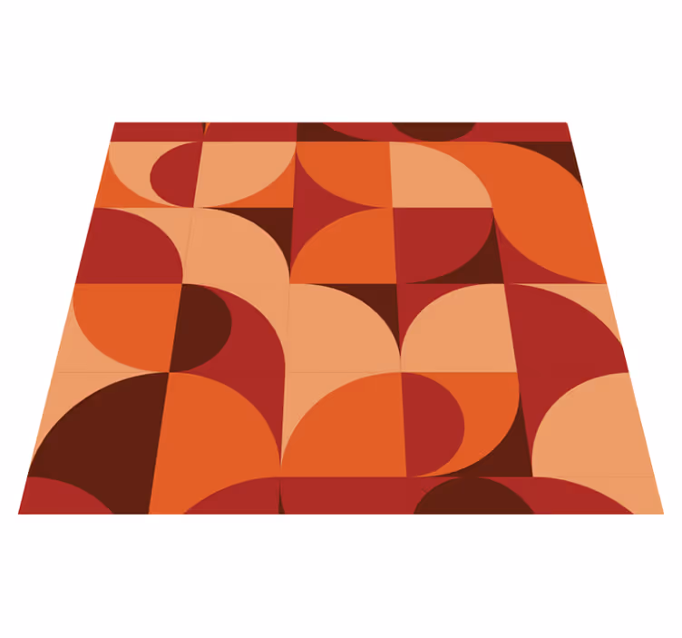 Orange vinyl rug with retro print in red - TenStickers