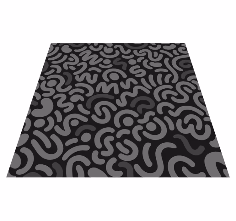 Black vinyl rug with abstract black rounded lines - TenStickers
