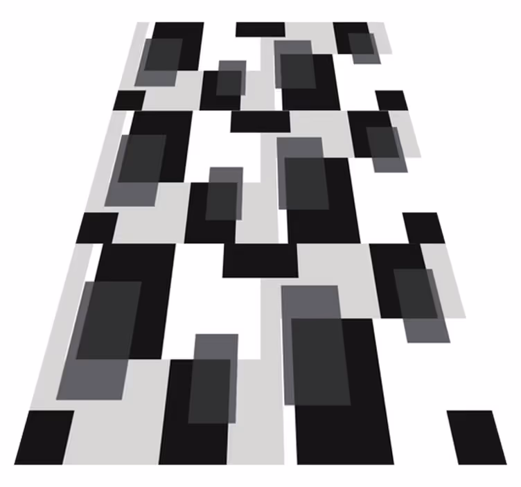 Black vinyl rug in black and white blocks - TenStickers