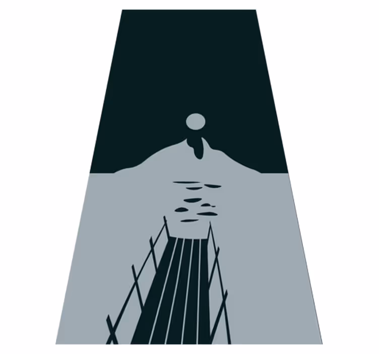 Black vinyl rug wooden dock by lake with mountains - TenStickers
