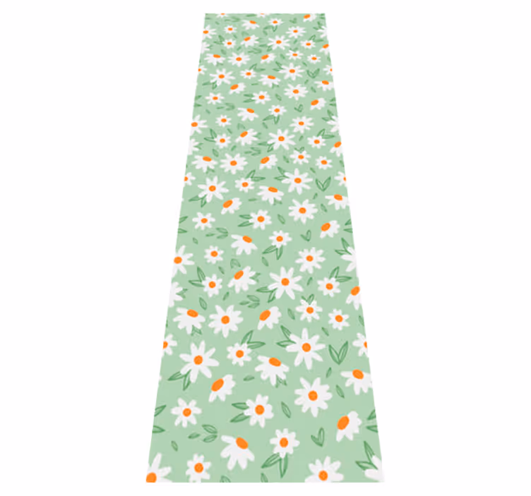Green vinyl rug with daisy flowers - TenStickers