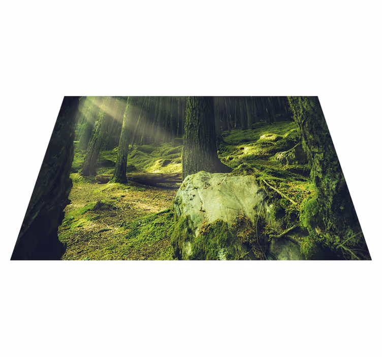 Green vinyl rug nature rocks with moss in forest - TenStickers