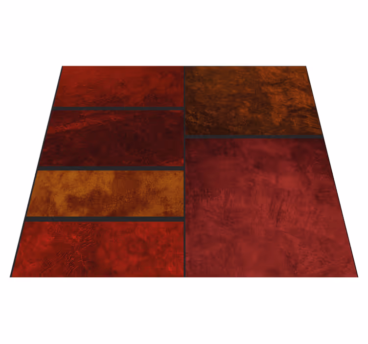 Red vinyl rug with textured patchwork design - TenStickers
