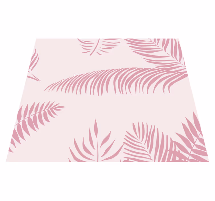 Pink vinyl rug with large palm leaves design - TenStickers