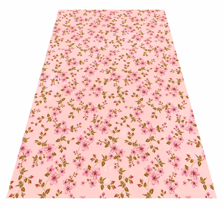 Pink vinyl rug watercolor pink flowers design - TenStickers