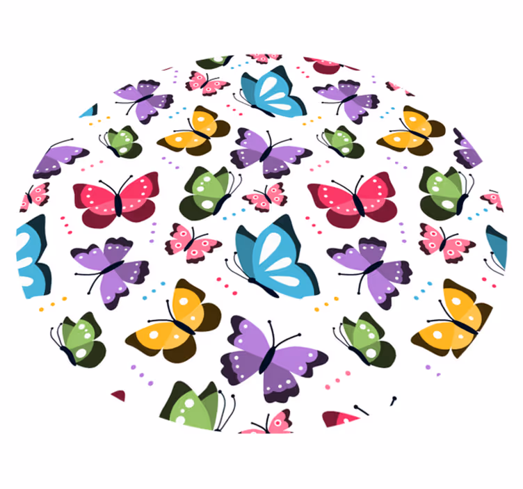 Fabulous round butterflies vinyl rug - TenStickers