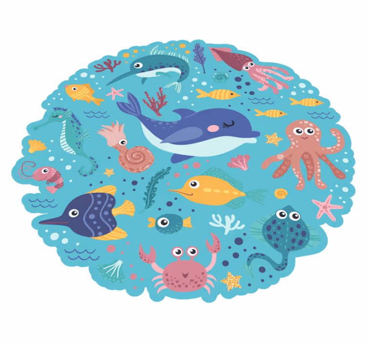 Round fish animal vinyl rug - TenStickers