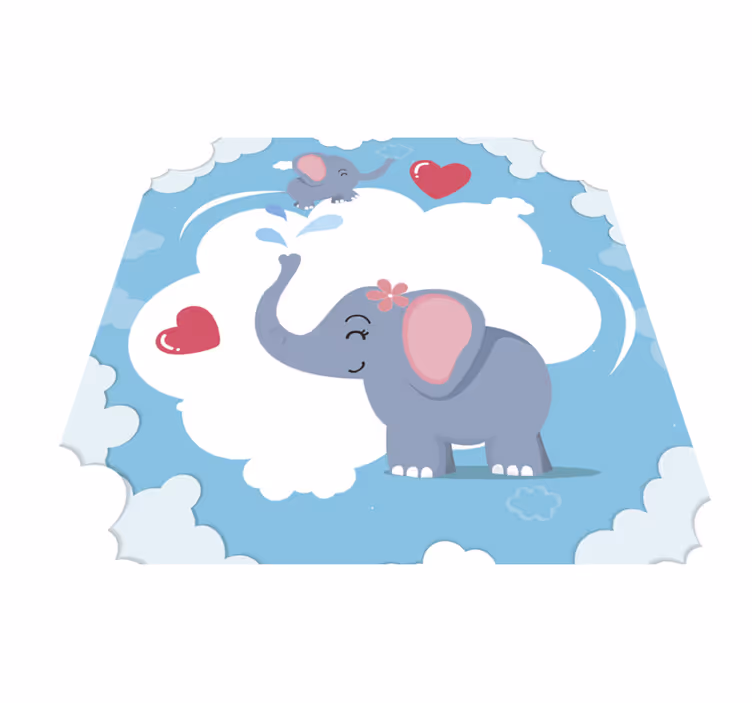 Adorable elephant cloudscape nursery rug - TenStickers