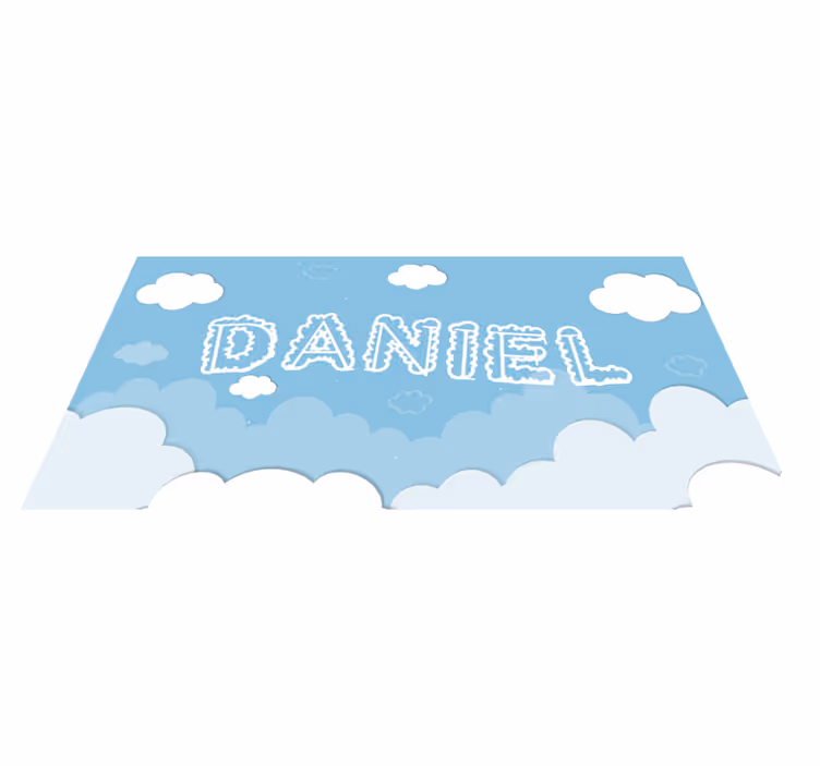 Cloudy sky personalised name children's bedroom rug - TenStickers