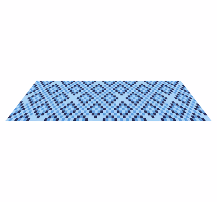 Geometric vinyl rug in blue pixel pattern - TenStickers