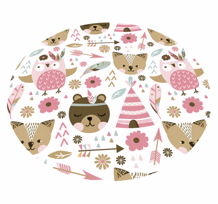 Vinyl rug for kids bears and owls - TenStickers