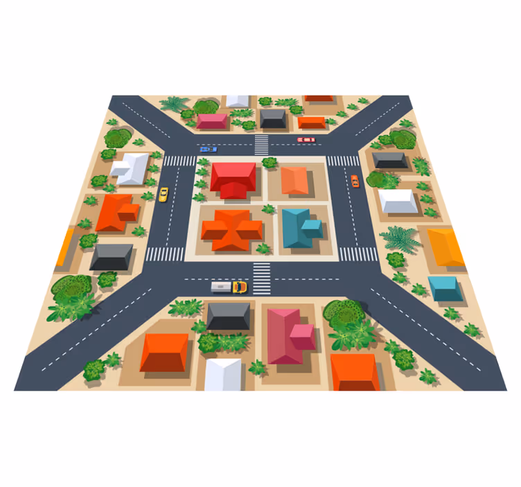 City Streetscape road vinyl rug - TenStickers