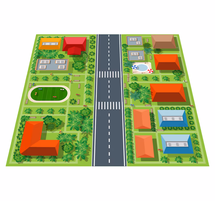 Playful Townscape playroom vinyl rug - TenStickers