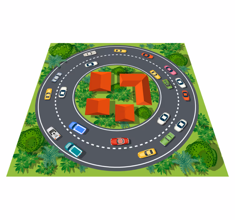 Marvellous round race track kids vinyl rug - TenStickers