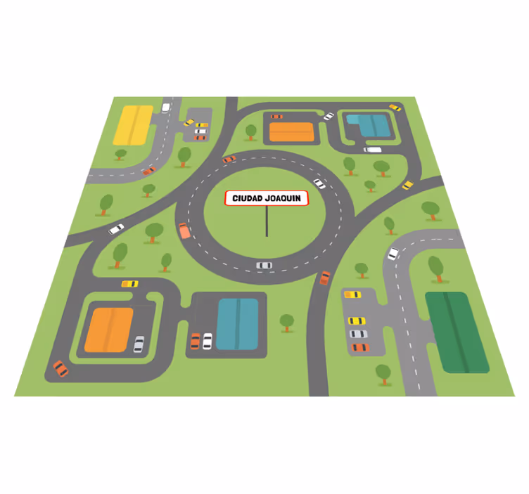 squared city vinyl rug with personalized name - TenStickers