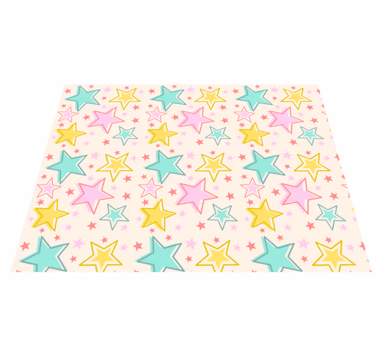 Wonderful kids colorful stars vinyl rug - TenStickers