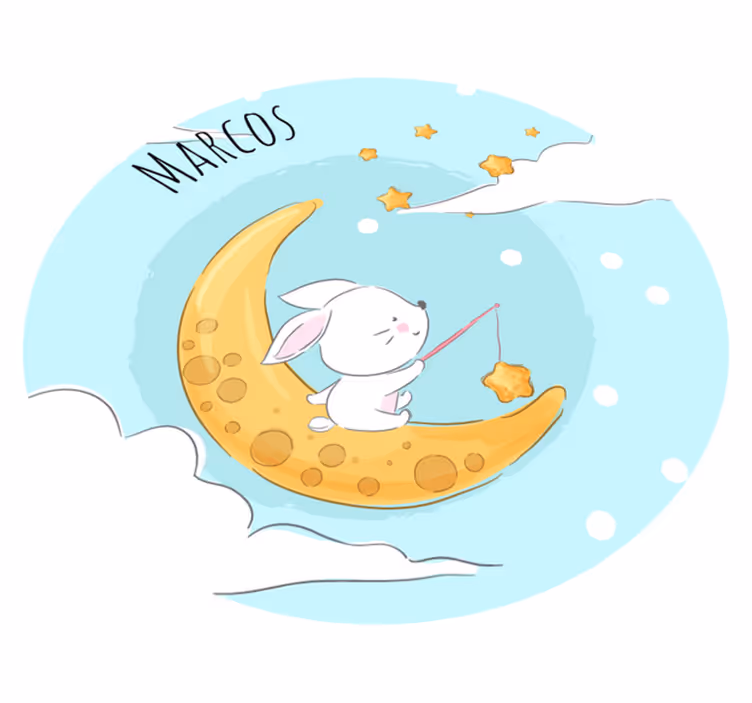 Personalizable vinyl rug with moon and stars - TenStickers