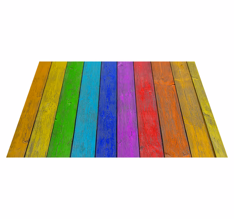 Rainbow Plank Texture textured vinyl rug - TenStickers