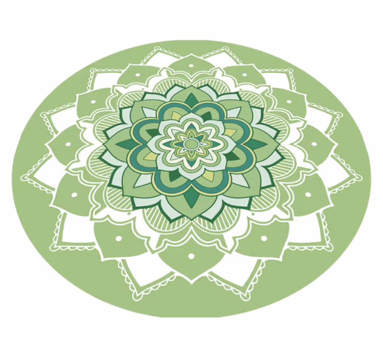 Green  floral mandala vinyl rug - TenStickers
