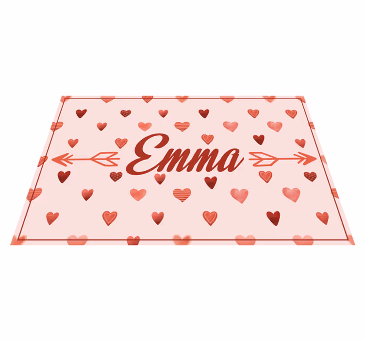 personalized hearts kids vinyl rug with name - TenStickers