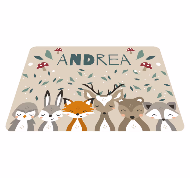Woodland Friends custom vinyl rug - TenStickers