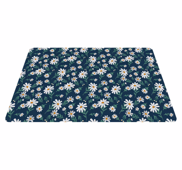 70's daisy flower vinyl living room rug - TenStickers