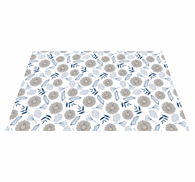 Wonderful beige daisy vinyl bedroom rug - TenStickers