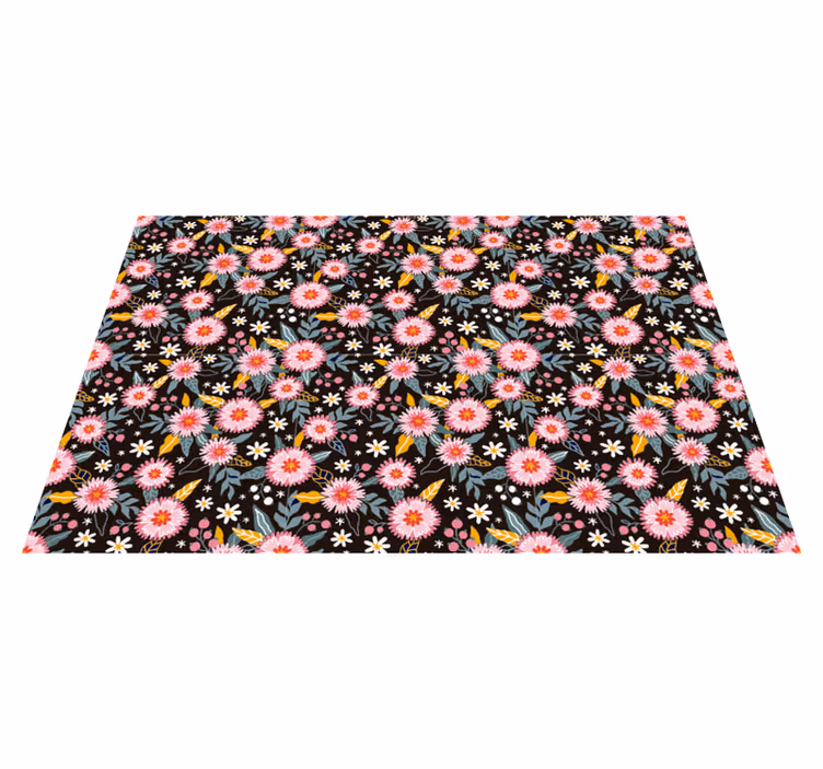 Floral Motif Detail flower vinyl rug - TenStickers