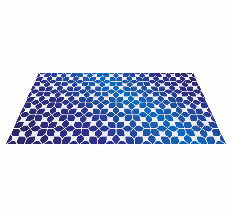 blue flowers mosaic vinyl rug - TenStickers