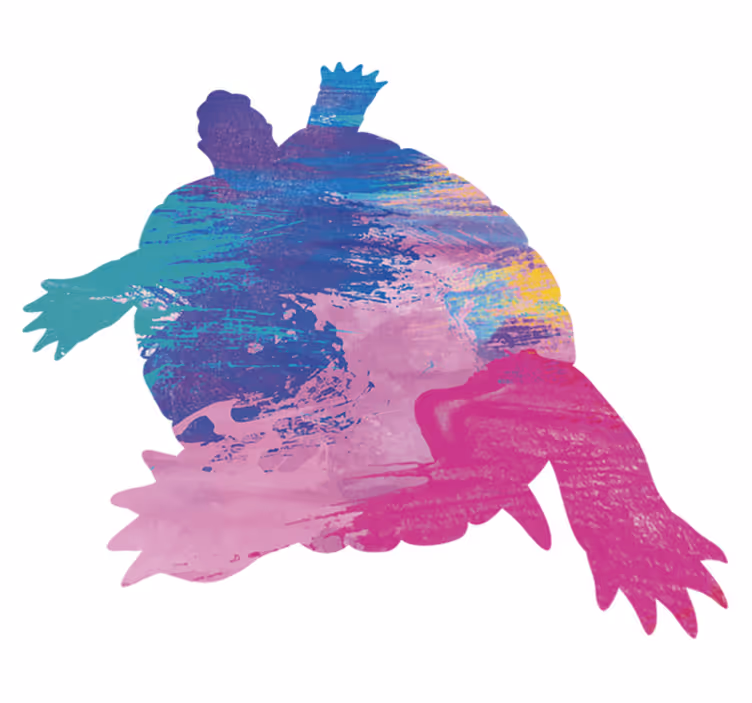 Colorful Tortoise Silhouette animal vinyl rug - TenStickers