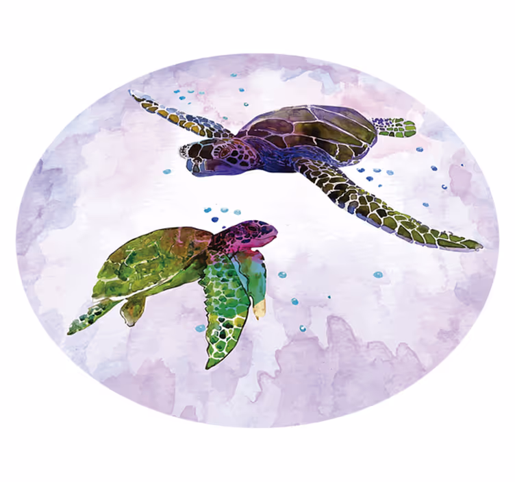 Sea Turtle Duo animal vinyl rug - TenStickers