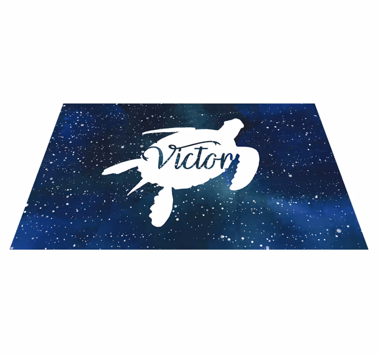 Turtle in the galaxy with name animal vinyl rug - TenStickers