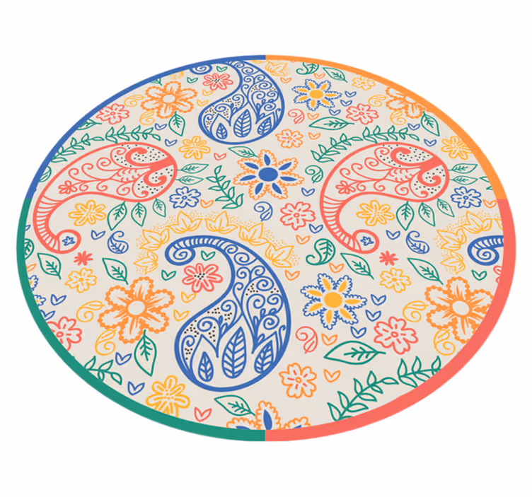 Floral Paisley Motifs flower vinyl rug - TenStickers