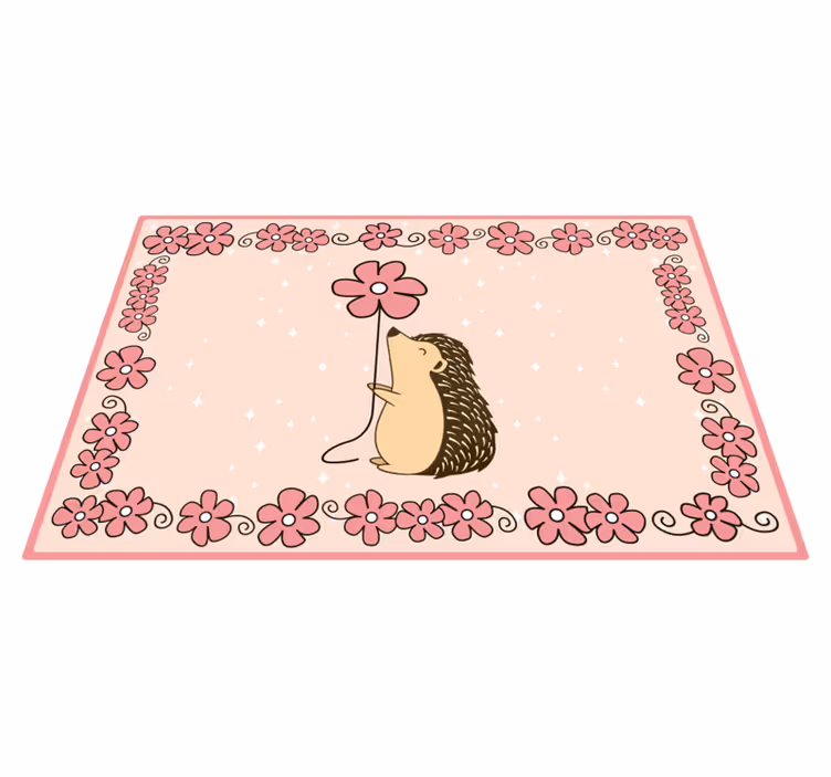 Hedgehog Floral nursery vinyl rug - TenStickers