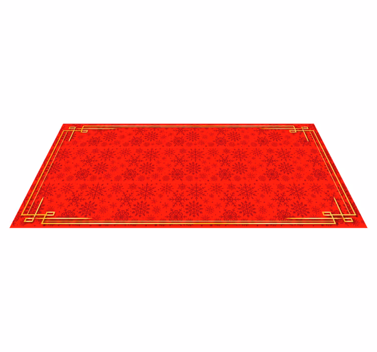 Red snowflakes vinyl hall rug - TenStickers