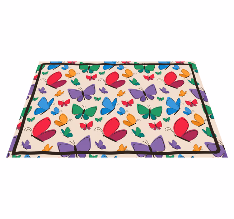 Butterfly Abundance flower vinyl rug - TenStickers