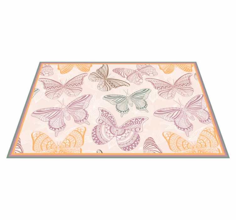 Butterfly Ornament mandala vinyl rug - TenStickers