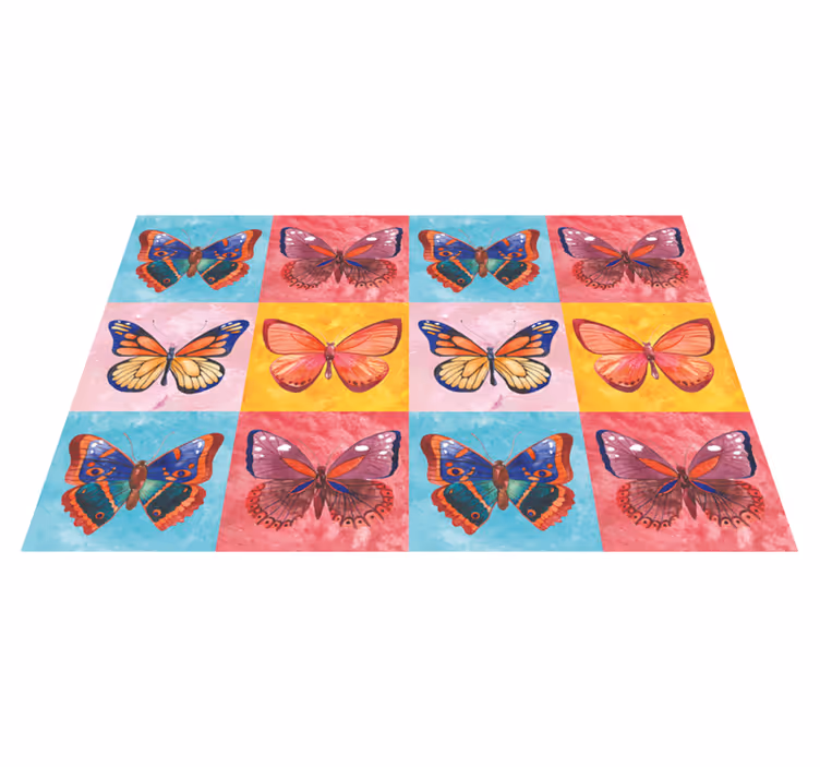 Colorful Butterfly Array flower vinyl rug - TenStickers