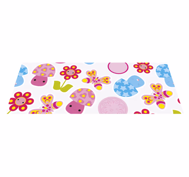 Cartoon flowers kids vinyl rug - TenStickers