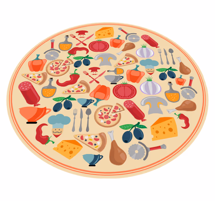 icons of italian food teen vinyl rug - TenStickers