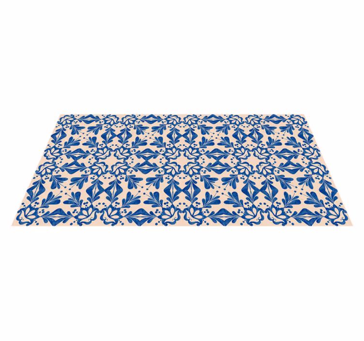 Blue beige mosaic vinyl rug mosaic tiles - TenStickers
