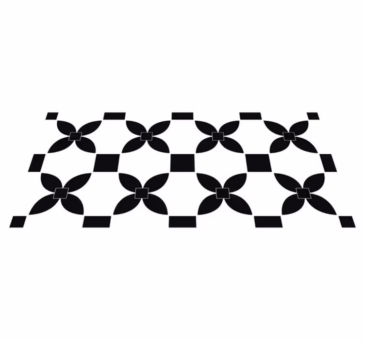 Black printed street tile effect kitchen vinyl rug - TenStickers