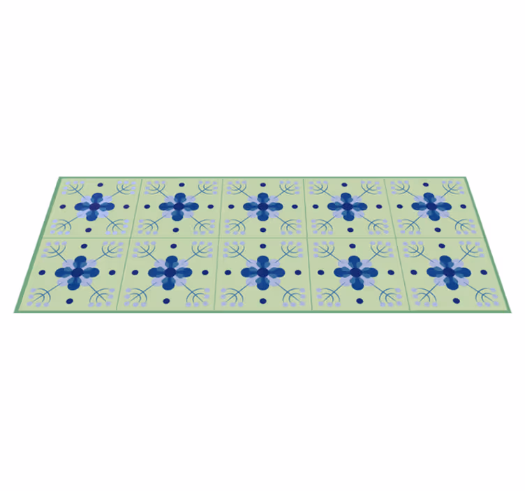 Light blue green kitchen tile effect vinyl rug - TenStickers