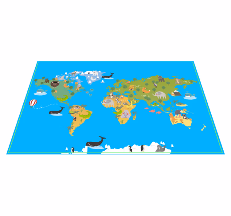 Learning Universe world map vinyl rug - TenStickers