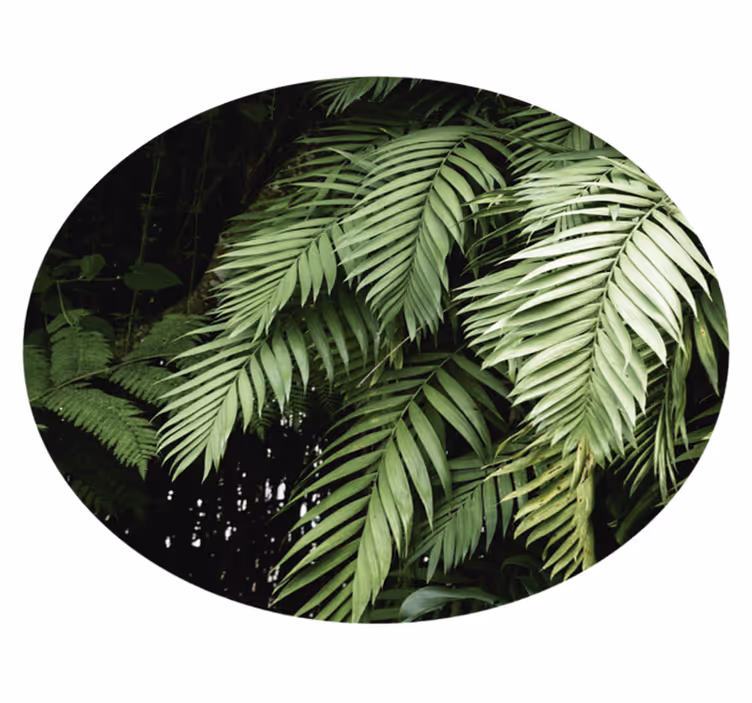 Tropical Foliage Circle flower vinyl rug - TenStickers