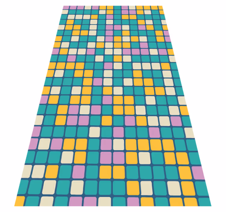 Colorful Grid Pattern geometric vinyl rug - TenStickers