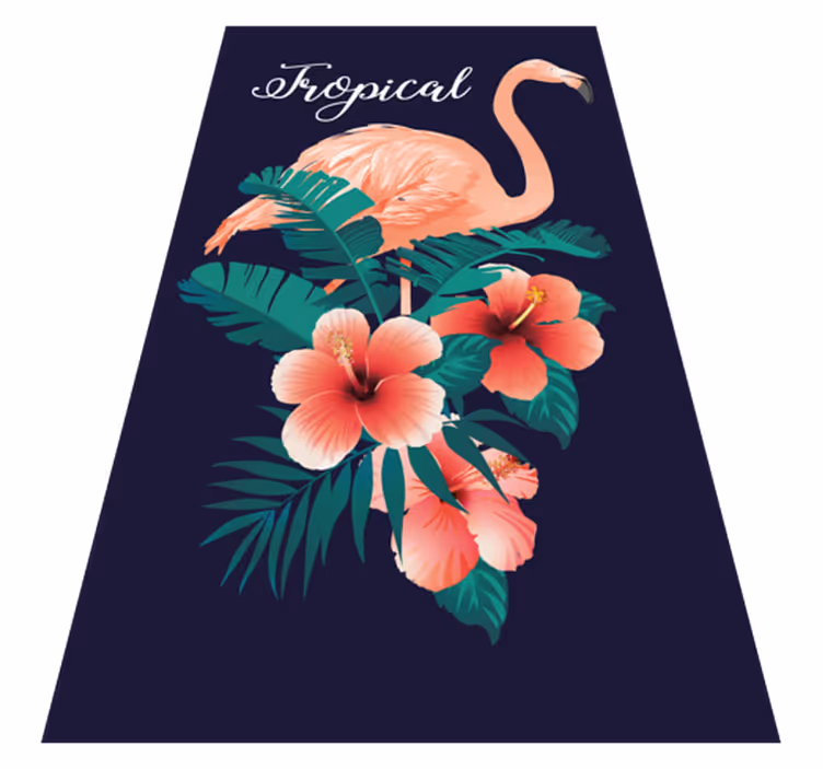tropical flamingo black animal rug - TenStickers