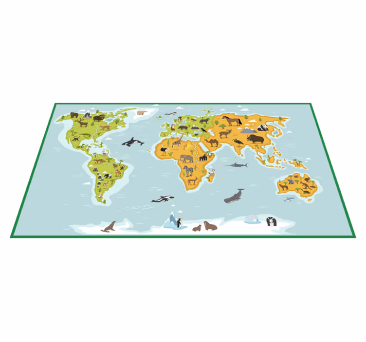 Cartographic Exploration world map vinyl rug - TenStickers